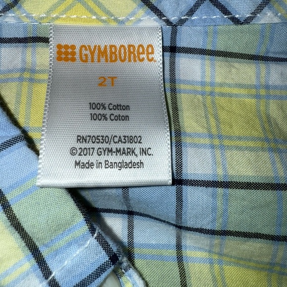 Gymboree Blue and Yellow Plaid Button Down Shirt - Picture 2 of 3
